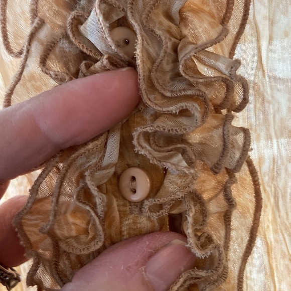 Inc Brand- Crepe Yellow-Gold Paisley V-Neck Button- Up Blouse - Picture 7 of 12